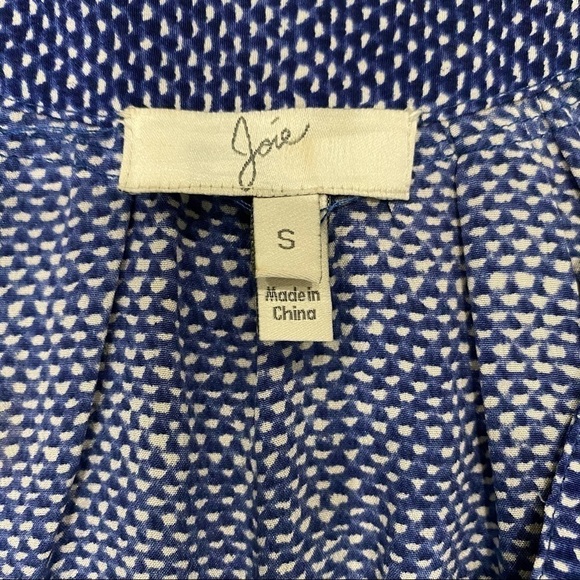 Joie royal blue white checkered geo print  blouse - Picture 4 of 7